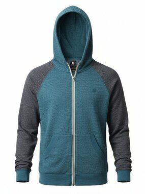 Element Men’s Full Zip Two Toned Blue & Gray Heathered Hoodie - Size Large